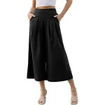 Pantalon femme fluide large grande taille eté décontractée pantacourt 7 / 8 taille Élastique jupe - culotte ... Pantalon femme fluide large grande taille eté décontractée pantacourt 7 / 8 taille Élastique jupe - culotte ...