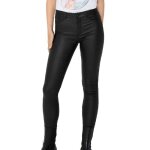 Pantalon femme jdy new thunder - noir - coupe skinny - taille haute - tissu stretch enduit
