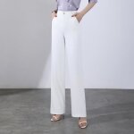 Pantalon femme stretch coupe large taille haute lastique - insfity - blanc