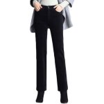 Pantalon femme velours côtelé coupe droite couleur unie taille haute Pantalon femme velours côtelé coupe droite couleur unie taille haute