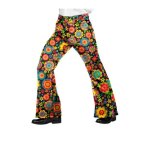 Pantalon fleuri ann�es 70 - widmann - noir - homme - polyester - l / xl