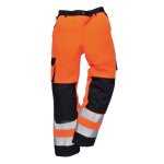 Pantalon de travail haute visibilit portwest lyon - orange - poches pour genouillres - finition texpel ...