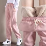 Pantalon dhiver chaud et pais pour femme - survtement en polaire - rose - sports dhiver - ski