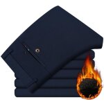 Pantalon hiver homme coupe droite doubl� polaire pantalon business chaud epais taille haute couleur unie ...