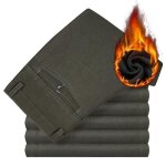 Pantalon hiver homme doubl polaire coupe droite pantalon business chaud en coton couleur unie - vert ...