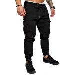 Pantalon homme baggy cargo - leoclotho - xl - noir - coton doux au toucher - poches cargo
