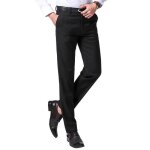 Pantalon homme de costume coupe slim pantalon elegant stretch style business - noir