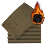 Pantalon homme en coton doubl polaire hiver - insfity - coupe droite - kaki