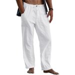 Pantalon homme coton lin pantalon taille elastique léger respirant pantalons décontracté pantalons large ... Pantalon homme coton lin pantalon taille elastique léger respirant pantalons décontracté pantalons large ...