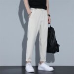 Pantalon homme coupe droite taille elastiquee casual t confort - blanc - insfity
