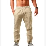 Pantalon homme - fondupin - coton lin - léger respirant décontracté - taille Élastique Pantalon homme - fondupin - coton lin - léger respirant décontracté - taille Élastique