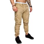 Pantalon homme funmoon automne hip hop harem joggers multi - poches cargo kaki Pantalon homme funmoon automne hip hop harem joggers multi - poches cargo kaki