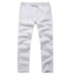 Pantalon homme grande taille d�contract� lin ceinture �lastique noir blanc - leoclotho - xxl - cargo ...
