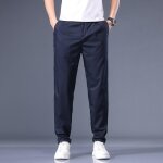 Pantalon homme grande taille elastiquee regular coupe droite - insfity - bleu marine