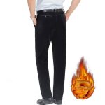 Pantalon homme hiver epais velours ctel doubl polaire coupe droite stretch chaud - noir