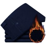 Pantalon homme hiver insfity - coupe droite - doubl� polaire - coton chaud epais - bleu marine