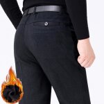 Pantalon homme hiver regular droite doubl polaire pantalon business chaud epais taille haute couleur ...
