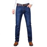 Pantalon homme en jeans coupe droite grand taille jean stretch 5 poches effet dlav - insfity - bleu ...