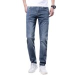Pantalon homme en jeans slim droite 5 poches casual jean stretch confortable effet blanche et d�lav� ...