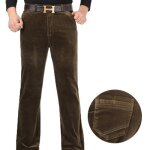 Pantalon homme de marque - leoclotho - kaki fonc� - style affaires - type droit - taille moyenne