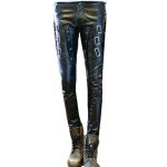Pantalon homme leoclotho noir - coupe simple - pantalon de moto en pu cuir