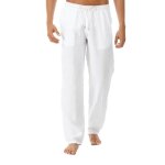 Pantalon homme lin blanc - funmoon - loose - taille l
