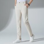 Pantalon homme lin coupe droite casual pantalon lger business ete couleur unie tissu confortable - beige ...