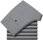 Pantalon homme lin coupe droite couleur unie pantalon léger respirant taille haute - gris Pantalon homme lin coupe droite couleur unie pantalon léger respirant taille haute - gris