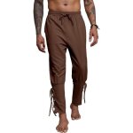 Pantalon homme medieval - coton et lin - taille elastique - brun Pantalon homme medieval - coton et lin - taille elastique - brun