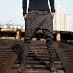 Pantalons hommes sarouel funmoon - automne printemps - lches en coton mlang - ceintures coulantes