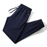 Pantalon homme sport en coton taille lastique avec poches zippes jogging grande taille printemps - ...