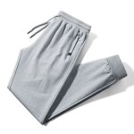 Pantalon homme sport en coton taille lastique avec poches zippes jogging grande taille printemps - ...