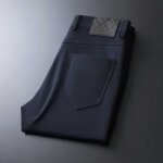 Pantalon homme stretch coupe droite pantalon business elegant 5 poches infroissable couleur unie automne ...