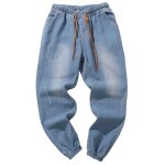 Pantalons hommes de survtement casual automne denim coton vintage wash hip hop de travail jeans militaire ...