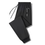Pantalon homme taille �lastique avec poches zipp�es respirant jogging printemps et� - noir
