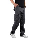 Pantalon de travail homme en coton avec poches multiples - fondupin - coupe droite - gris Pantalon de travail homme en coton avec poches multiples - fondupin - coupe droite - gris