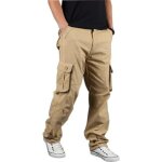 Pantalon de travail homme en coton poches multiples - fondupin - coupe droite - kaki