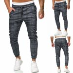 Pantalon homme treillis jogging de running slim - taille asiatique gris foncé Pantalon homme treillis jogging de running slim - taille asiatique gris foncé