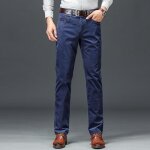 Pantalon homme velours côtelé business coupe droite - insfity - taille haute - couleur bleu Pantalon homme velours côtelé business coupe droite - insfity - taille haute - couleur bleu