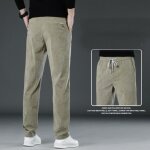 Pantalon homme en velours ctel insfity - kaki - coupe droite - taille elastiquee