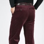 Pantalons hommes en velours ctel rouge - funmoon - coupe loose - taille haute