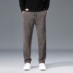 Pantalon homme en velours ctel stretch coupe droite taille elastiquee relaxed fit - kaki - insfity