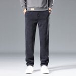 Pantalon homme velours ctel stretch insfity - coupe droite - taille elastiquee - gris fonce