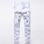 Pantalon en jeans blanc pour homme - funmoon - coupe droite - casual style