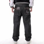 Pantalon jean droit et ample pour homme en denim baggy - lich - noir - style hip hop et dcontract