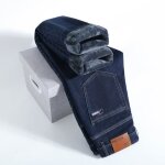 Pantalon en jean hiver doubl� polaire extensible coupe droite - insfity - homme - bleu