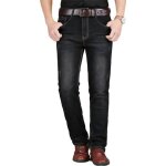 Pantalon en jeans homme coupe droite grande taille jean stretch 5 poches effet abrasion et délavé - noir ... Pantalon en jeans homme coupe droite grande taille jean stretch 5 poches effet abrasion et délavé - noir ...