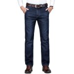 Pantalon en jeans homme coupe droite stretch - insfity - taille haute - effet dlav - bleu fonc