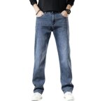 Pantalon en jeans homme regular droite casual jeans stretch taille standard 5 poches effet d�lav� - insfity ...