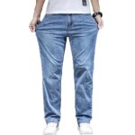 Pantalon en jeans homme regular droite grand taille casual jean stetch 5 poches effet dlav - bleu clair ...